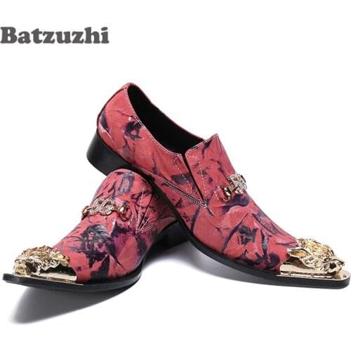 Batzuzhi Fashion Shoes Handmade Red Party and Wedding Shoes for Man Footwear Men Formal Leather Dress Shoes! Big Sizes US6-12