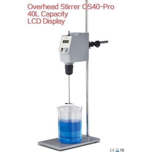 FREE SHIPPING Overhead Stirrer OS40-Pro LCD Digital Magnetic Stirrer Max Capacity 40L With Plate Stand & Propeller Stirrer