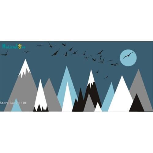 Large Size Mountains Wall Decals Nursery Sticker Home Decoration Birds Sun For Kids Babys Lovley Murals Gift YT4089