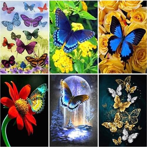 Butterfly Flower DIY 5D Diamond Painting Full Square Drill Rhinestone Animal Diamond Embroidery Cross Stitch Kits Home Decor