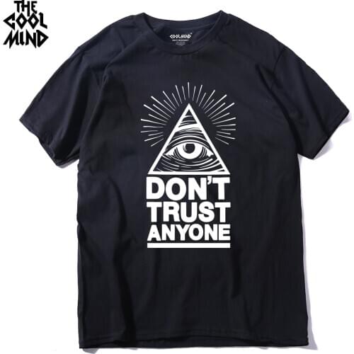 COOLMIND DO0111A do not trust anyone print men tshirt casual cotton mens t shirts cool mens tee shirts tops men T-shirt