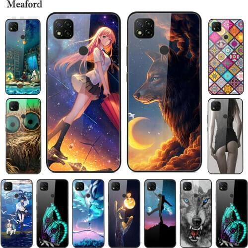 For Xiaomi Redmi 9C NFC Case Glass Hard PC Back Cover For Xiaomi Redmi 9C 9 C Redmi9C Case Silicon Bumper Redmi 9C NFC Cases