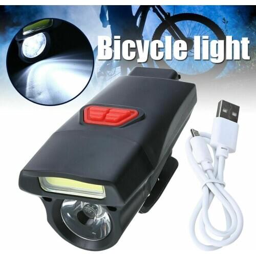 Hot Waterproof Bike Bicycle Light IPX6 Super Bright USB Rechargeable Headlight Taillight LED COB Lamp 18650 Built-in Battery