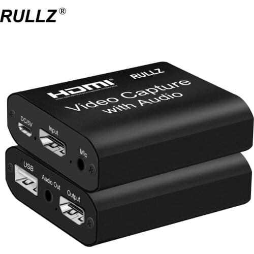 Rullz 4K USB 2.0 HDMI Video Capture Card Audio Loop Out Mic In Game Recording Plate 1080P Live Streaming for PS4 Xbox PC Swich