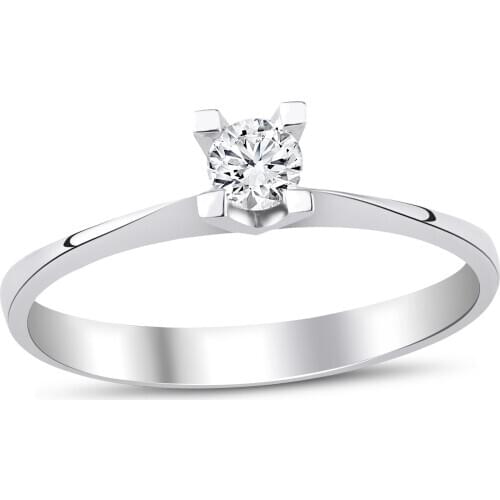 18k Gold Natural Diamond 0.13ct E-F vs Solitaire Ring WPY3111-3