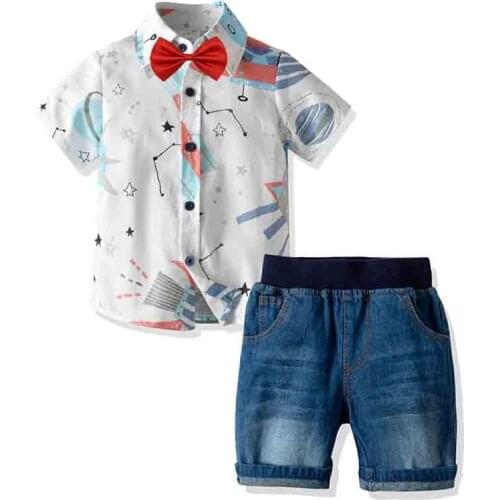 Boys Clothes Sets Gentleman Suit Short Sleeve Shirt Pant Kids 2Pcs Outfits Daily School Wear Casual Clothing
