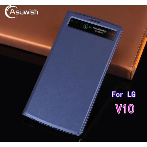 Flip Leather Cover Phone Case For LG V10 H901 H960 H960A H961S F600 V 10 5.7'' Smart Case Auto Sleep Wake Slim Clear Window View