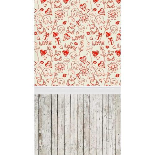 Sweetheart Backdrops with White Wood Floor Background for Photography 5*6.5ft Newborn Photo Props Digital Printed Backdrops
