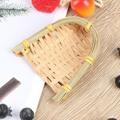Mini 1/12 Cute Dollhouse Rattan Frame Hand-woven Vegetable Food Basket Dolls House Miniature Decoration