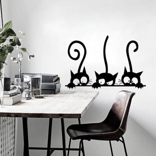 Cartoon Cats Wall Sticker Funny KidS Room Decoration Vinyl Waterproof Wallpaper Home Decor Nursery Decals