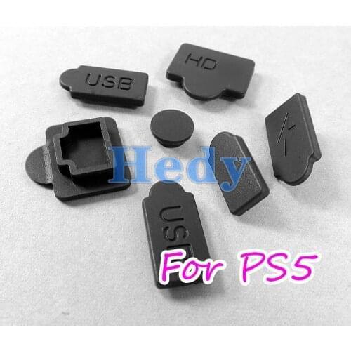 2sets Black Silicone Dust Plugs Set USB HDM Interface Anti-dust Cover Dustproof Plug for PS5 Game Console Accessories Parts