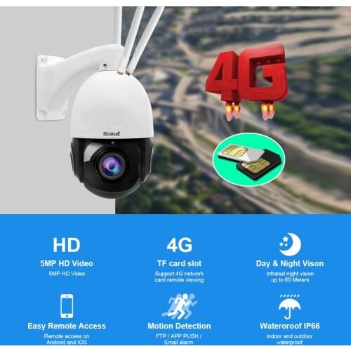 JideTech Outdoor 1080P 3G 4G Wireless Security IP Camera With SIM Card 128GSD Card Slot Night Vision 2-Way Audio IP66 Waterproof