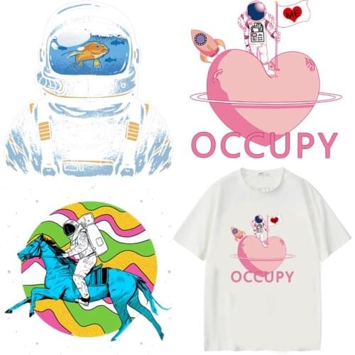 Astronaut Patches For Clothes Thermal Sticker On Clothing Space Iron On Patches Print-on T-shirt Clothes Heat Vinyl Transfer