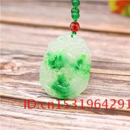 Natural Jewelry Fashion Women Gifts Green White Chinese Pendant Carved Charm Amulet Necklace Men Jadeite Jade Phoenix for Hand