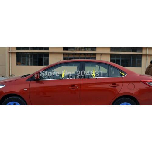 New For Toyota Vios Yaris sedan 2014 2015 2016 2017 Stainless steel Bottom window frame sill trim 6pcs/set