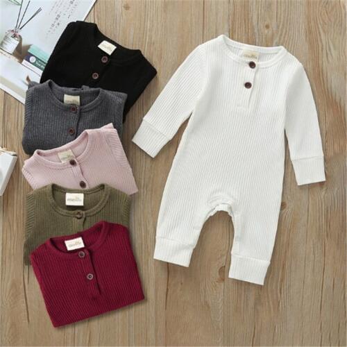 2019 Newborn Infant Solid One-piece Cute Cotton Long Sleeve Unisex Bebe Boys Girls o neck Romper Baby Clothing Leotard Bodysuits