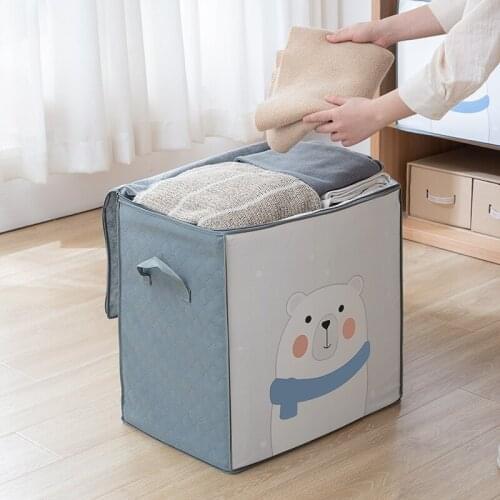 Clothes Organizer Storage Bag Closet Cartoon Portable Box Folding Pillow Quilt Blanket Wardrobe Moving Home Accessories