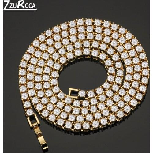 Men Tennis Necklaces 4mm AAA Zircon Iced Out Chain Bling Bling Tennis Chain Iced Necklace Men Hip Hop Jewelry Gold Silver Chains