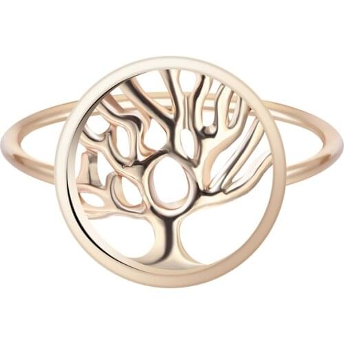 QIMING Filigree Peace Tree Of Life Rings For Women Girl Minimalist Jewelry Valentines Gift Gold Finger Ring Bague