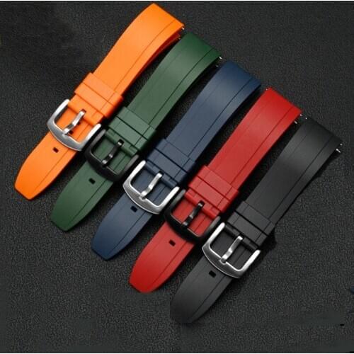 Fluororubber waterproof Quick Release Bar watchband 20mm 22mm 24mm black Orange rubber strap for SEIKO OMEGA watch accessories