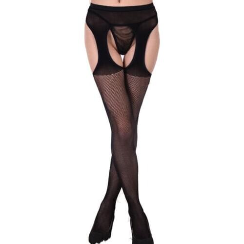 Sexy Hot Plus Size Pantyhose Mesh Net Single Open Pantyhose Three-Hole Mesh Babydoll Sexy Mesh Socks Exotic Apparel
