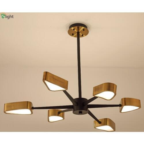 Modern Copper Led Pendant Chandelier Lights Novelty Metal Living Room Led Chandeliers Lighting Bedroom Led Hanging Light Fixture