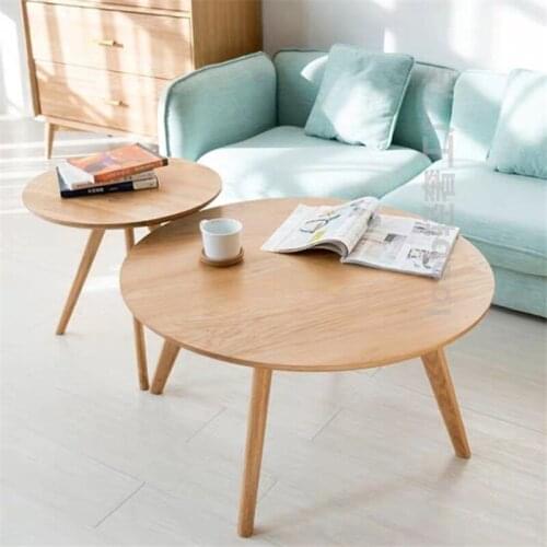 Modern simple solid wood coffee table nordic small round tea table living room furniture casual sofa side assembly coffee table