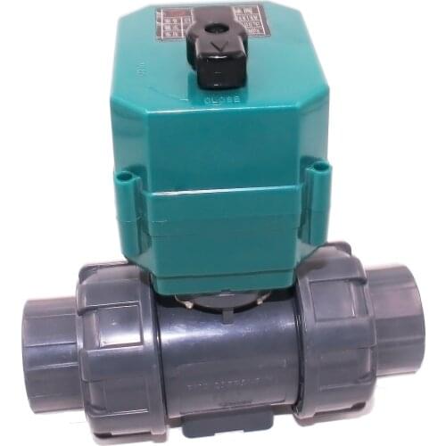 CTF-001 with metal manual operation DN25 UPVC Seal PTFE Glue BSP DC24V CR03 2 way Electric Ball Valve