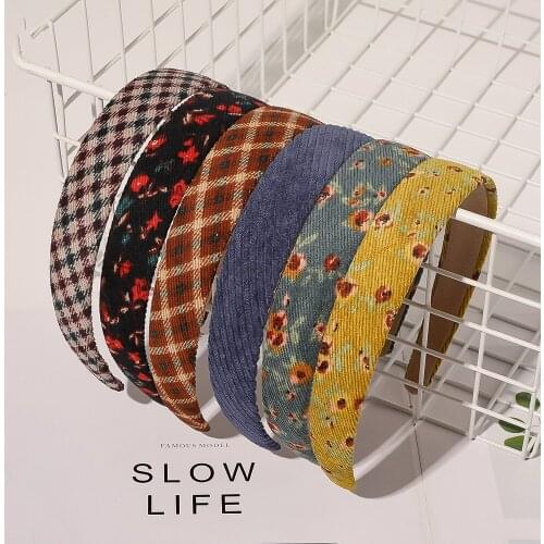 Solid Color Cloth Floral Hairband Headband Turban for Women Lady Wide Plastic Hair Hoop Bezel Hair Bands Accessories Headwear