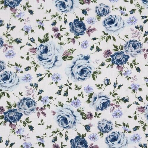 Blue flowers vintage fabric Retro style fabric Calico Printed cotton fabric for DIY Bag 1 order=50cm*140cm