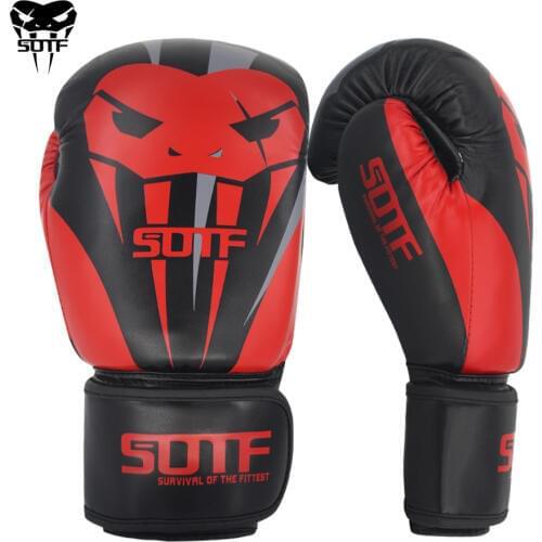 SOTF Adults MMA Venomous snake black red Boxing gloves Tiger Muay Thai mma gloves muay thai boxing fight glove Sanda pads box