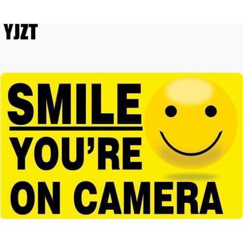 YJZT 14.8CM*8.9CM Lnterest Decal SMILE YOURE ON CAMERA Car Sticker C1-7684