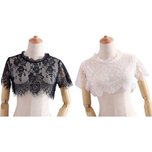 Artsy Collar Womens Hollowing-Out Lace Bottoming Shirt Cover False Collar for Summer Dress Wedding Dress Accessory
