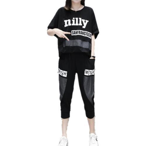 Large size clothing for women Summer printing Sporting suit 2 piece set Oversize Lady clothes set Leisure clothes Tracksuit 1628