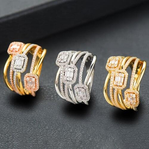 Blachette Geometry Monaco Designer Luxury Twist Lines Cubic Zironium Dubai Naija Bridal Women Finger Rings Jewelry Trendy