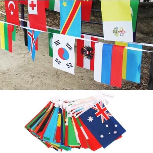 1 string Hanging Flag 200 Countries Flag Banner International World Flags Bunting Banner Rainbow Flag For Party Decorations