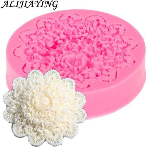 1Pcs Silicone Fondant Molds Flowers Handmade Soap Candle Clay Mold Cake Baking Wedding Decorating Tools D0008