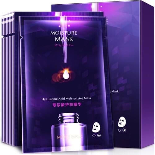 10 Pieces Hyaluronic Acid Moisturizing Facial Masks Hydration Shrinks Pores Brighten Anti-Aging Oil-control Firm Whitening Mask