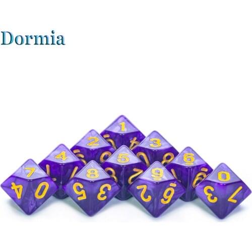 10pcs/set D10 Sided Polyhedral Dice , for Transparent Digital ,Marble Effect Dice, Funny Party Board Games DnD RPG