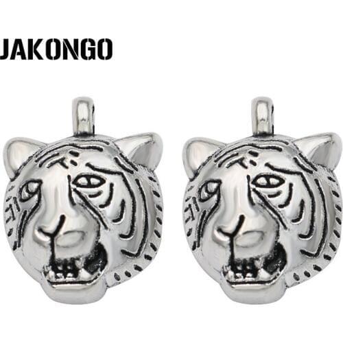 10PCS Tibetan Silver Plated Tiger Charms Pendants for Jewelry Making DIY Handmade Bracelet Accessories 17x13mm