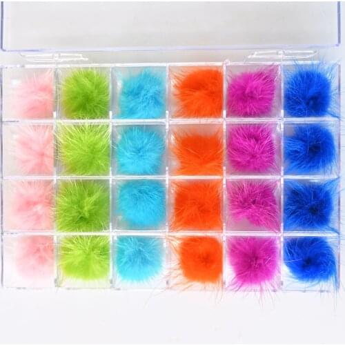 24pc/Lot Furry Ball DECO Magnet 2.7*2.7cm Detachable Accessories Nailart 12/6Colors Fluffy for Nails Art New Decorations #ZCF28