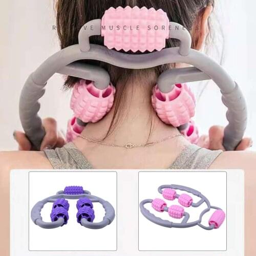 360 Degree U Shape Trigger Point Massage Relax Roller for Arm Leg Neck Muscle Tissue for Fitness Gym Yoga Pilates Sports 5Wheel