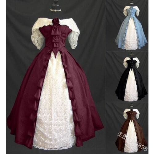 4 colors New Women Vintage Gothic Medieval Dress Gothic Maxi Dress Halloween Cosplay Dress Retro Long Gown Dress Plus Size