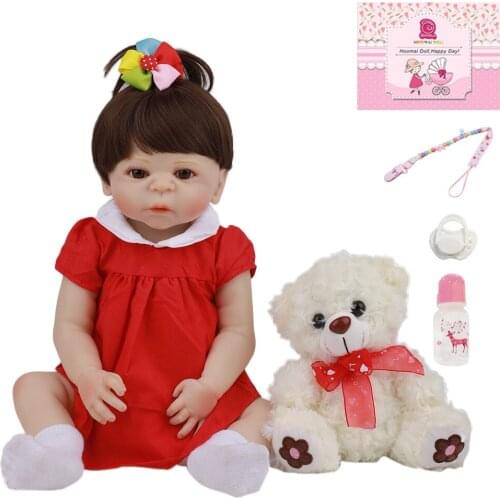 45CM Newborn Silicone Full Soft Body Reborn Dolls Fashion Realistic Reborn Alive Bebe Doll For Childrens Day Gifts Kids Present