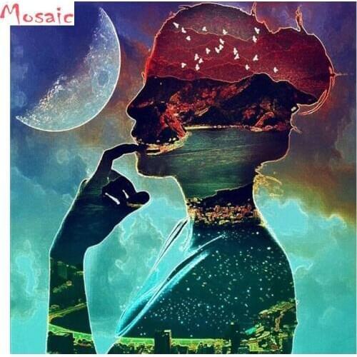 DIY 5d Diamond Painting Moon night fantasy beauty Cross Stitch kits Diamond embroidery full Square Rhinestone Mosaic craft art