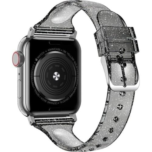 Glitter Silicone Strap for Apple Watch band women Slim bracelet iwatch bands 40mm 44mm 38mm 42mm apple watch series se 6 5 4 3