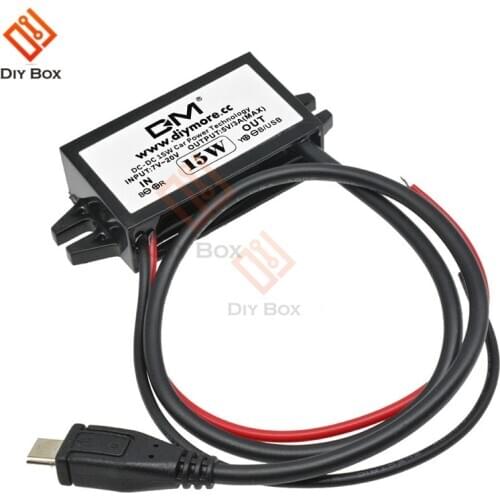 DC-DC 12V to 5V 3A 15W Car Power Converter Micro Mini USB Step Down Voltage Power Supply Output Adapter Low Heat Auto Protection