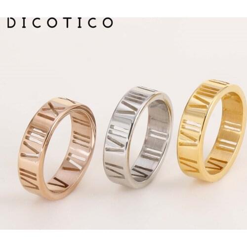 DICOTICO Simple Design Finger Rings For Women Stainless Steel Anillos Mujer 3 Colors Bague Femme Jewelry Wedding Rings Gifts