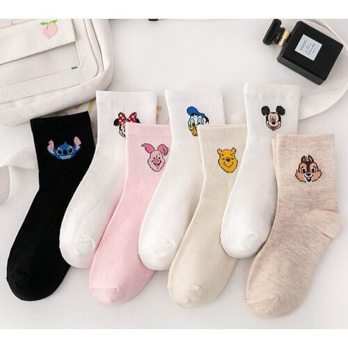 Disney Womens socks autumn and winter Japanese cartoon anime students socks cotton sweat-absorbent socks casual tide socks