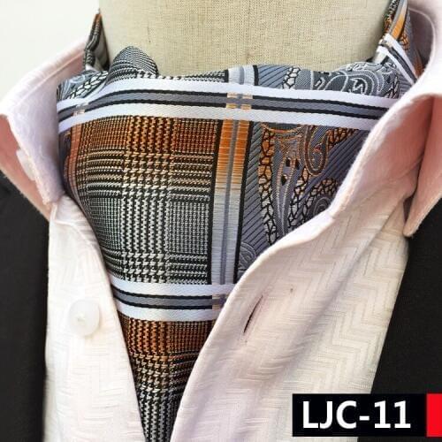 Top Design Necktie Stylish Golden Paisley Ascot Classic British Style Jacquard Woven Ascots for Adult